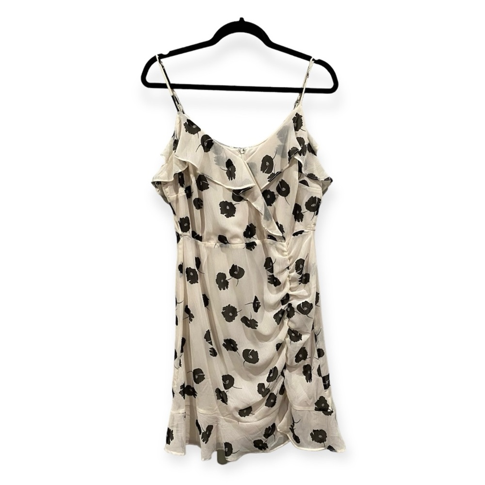 All In Favor NWT Ruffle Mini Dress Floral Cream Black X-Large